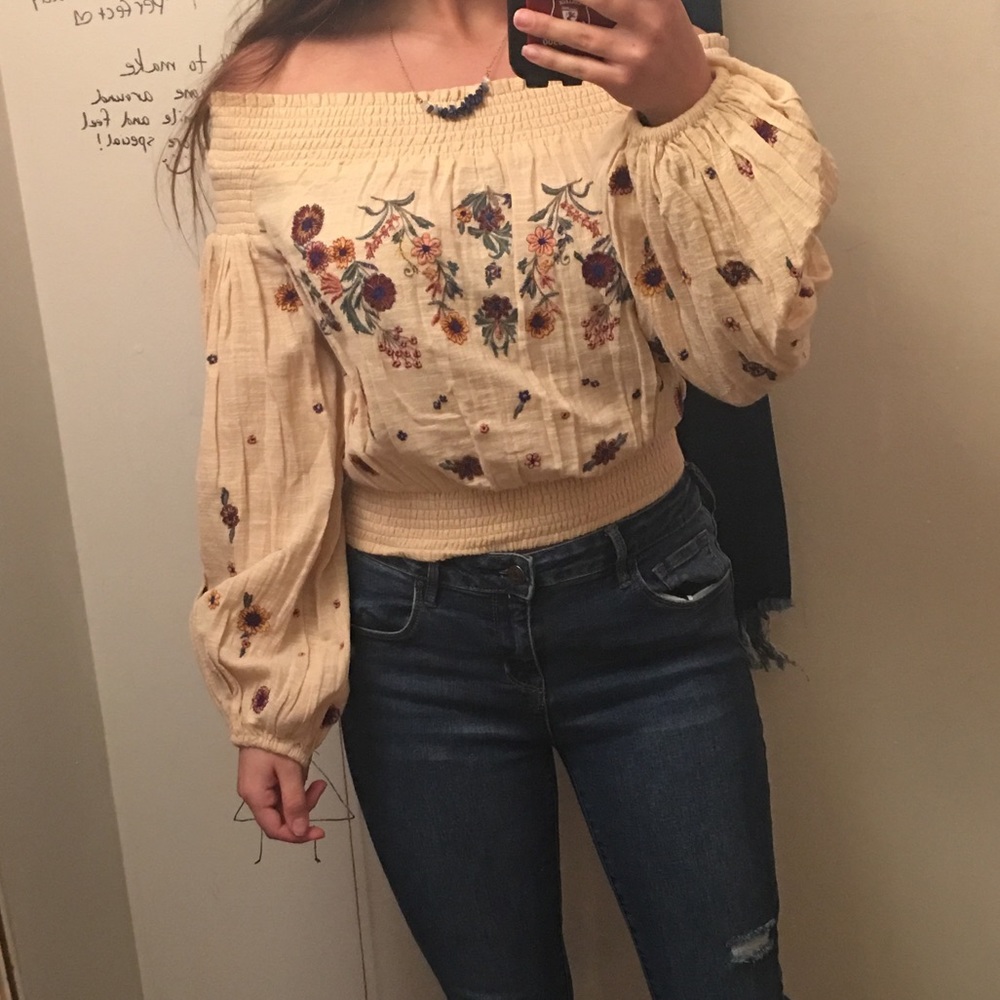 Free People Off shoulder cream blouse